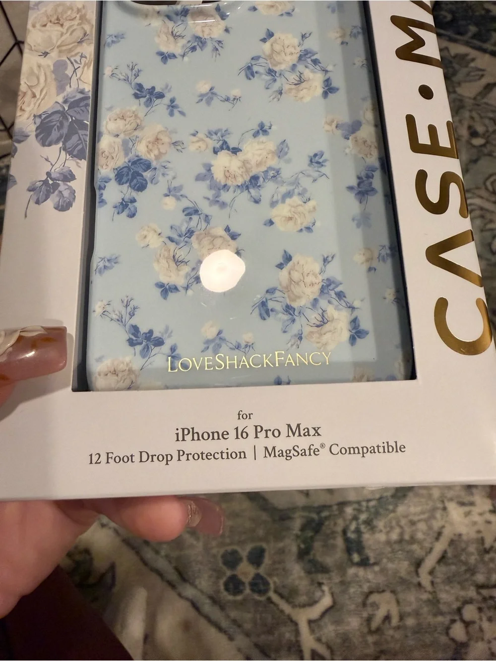 LoveShackFancy iPhone 16 Pro Max Floral Blue Protective Case NWT